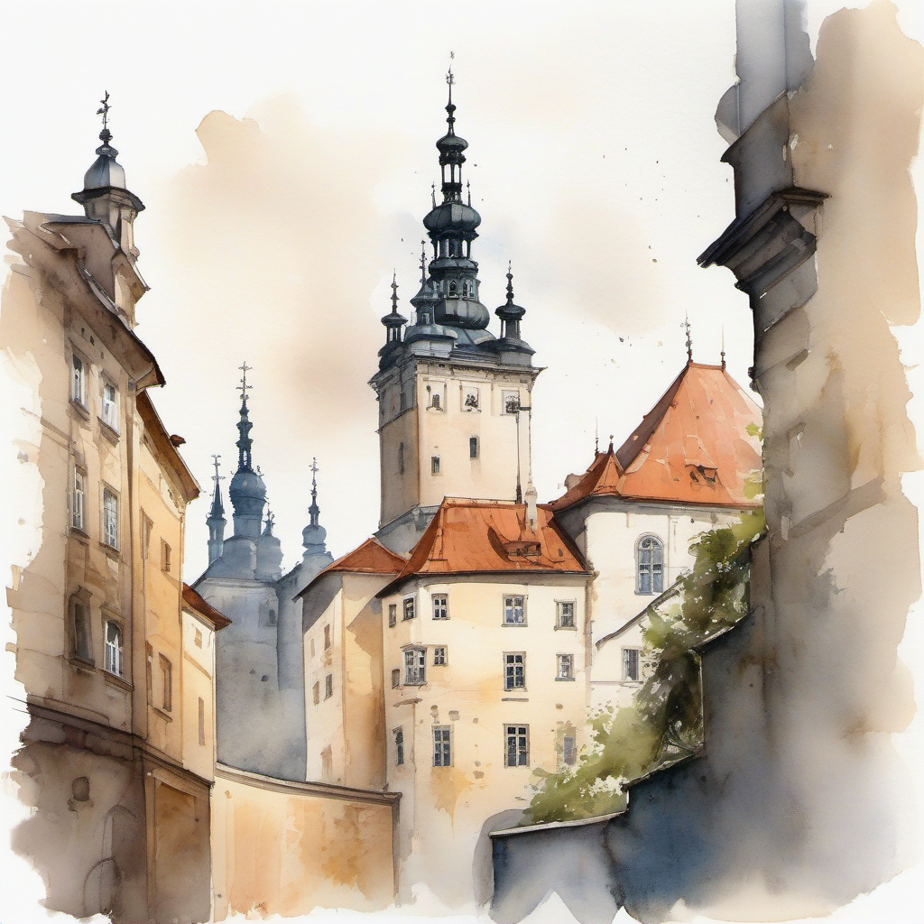Cihelná (Malá Strana) – akvarel