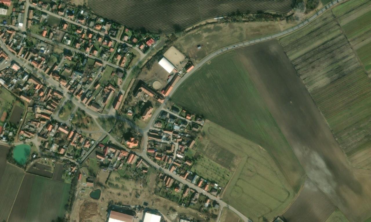 Dvůr Chlumín – letecký pohled