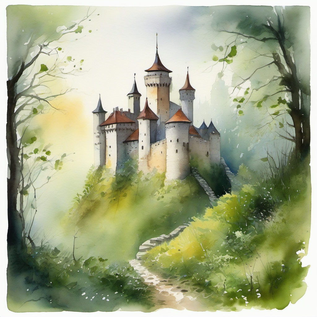 Dvůr Chlumín – akvarel