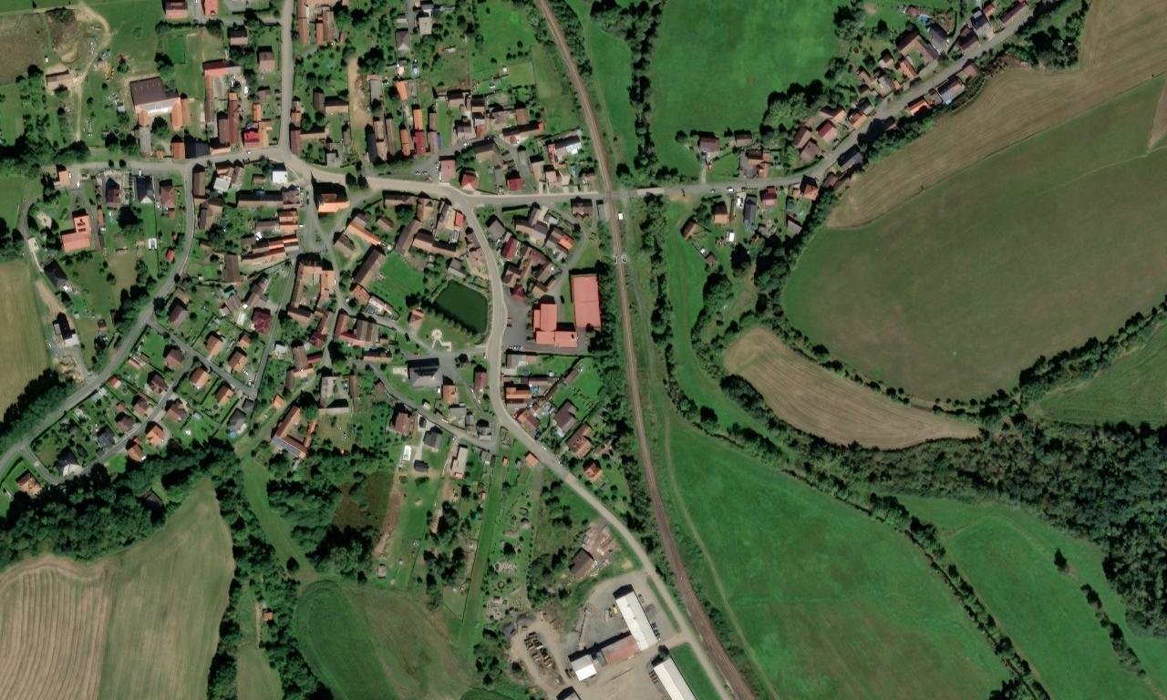 Kaple svatého Vojtěcha (Milavče) – letecký pohled
