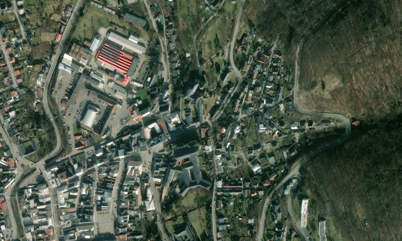 kostel Zvěstování Panny Marie (Šternberk) – letecký pohled