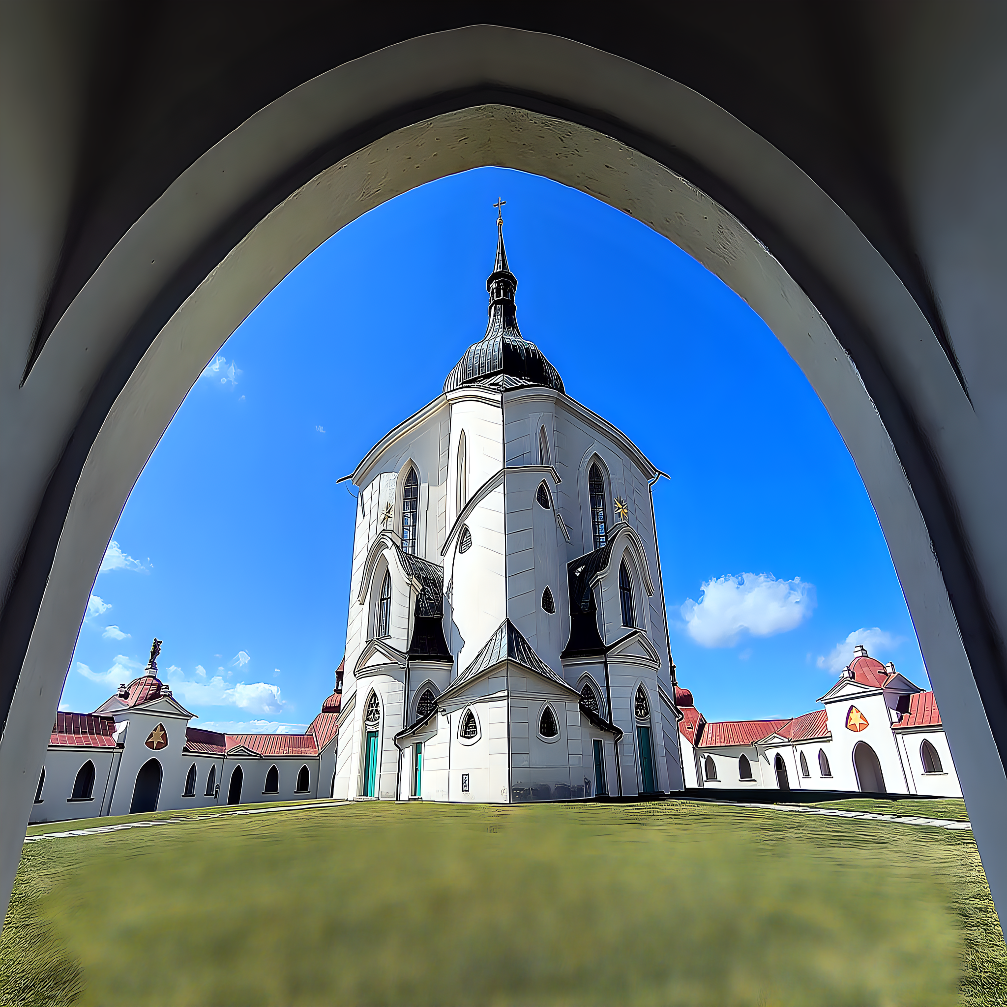 
<span>Poutní kostel svatého Jana Nepomuckého na Zelené hoře</span>
