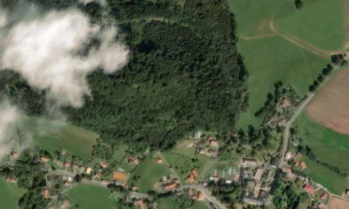 Žampach – letecký pohled