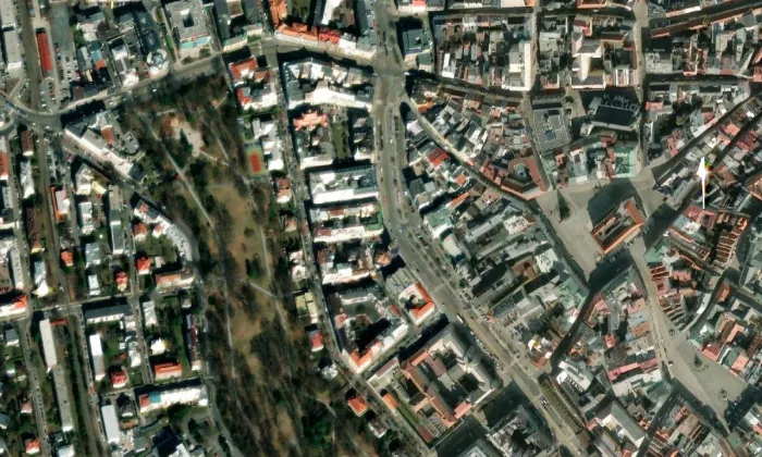 Červený kostel (Olomouc) – letecký pohled