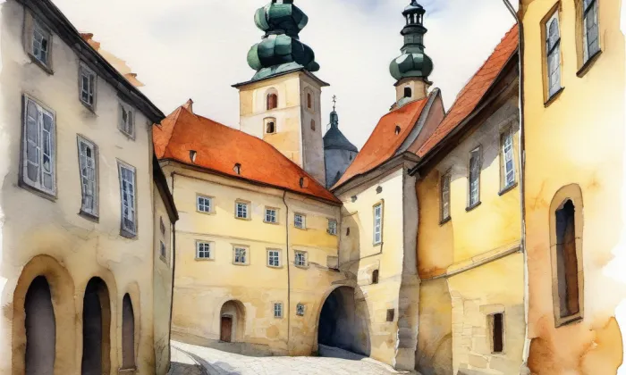 Český Krumlov – akvarel