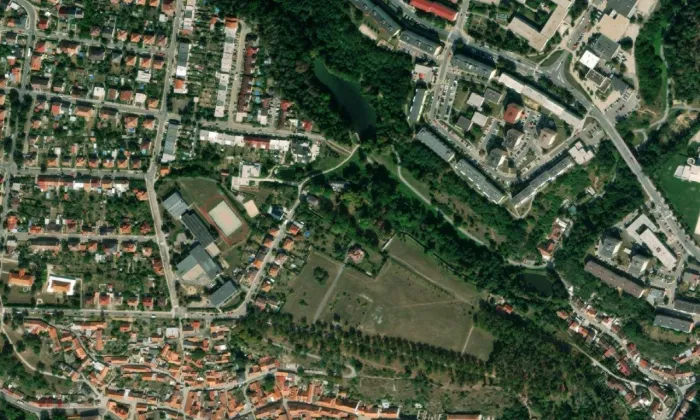 židovský hřbitov v Třebíči – letecký pohled