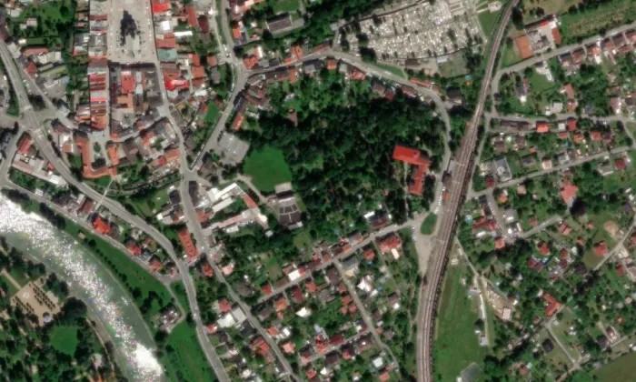 Arboretum Střední lesnické školy v Hranicích – letecký pohled