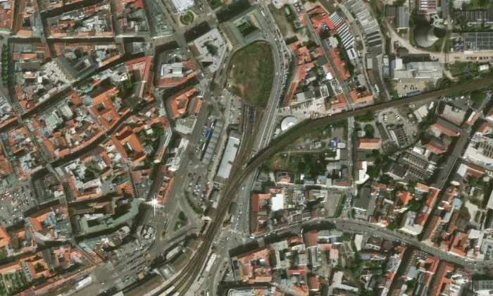 Autobusové nádraží Grand – letecký pohled
