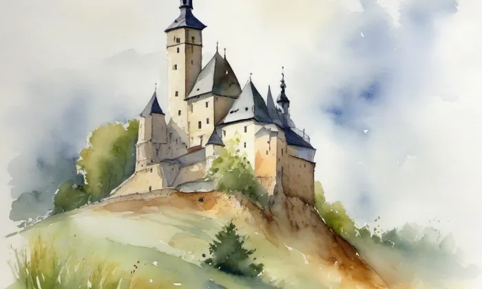 Bílá věž – akvarel
