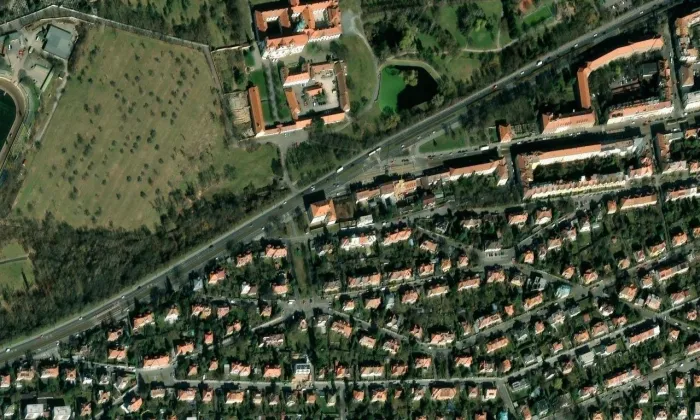 Bělohorská – letecký pohled