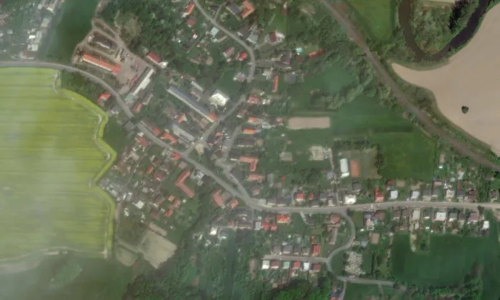 bývalá kaple svatého Urbana – letecký pohled