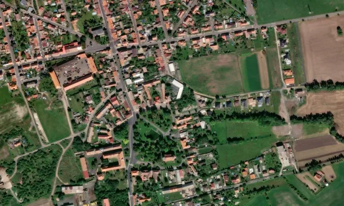 Bývalá vodárna v Cítolibech – letecký pohled