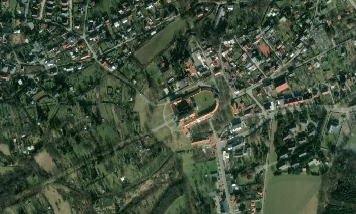 Bazilika Navštívení Panny Marie (Svatý Kopeček) – letecký pohled