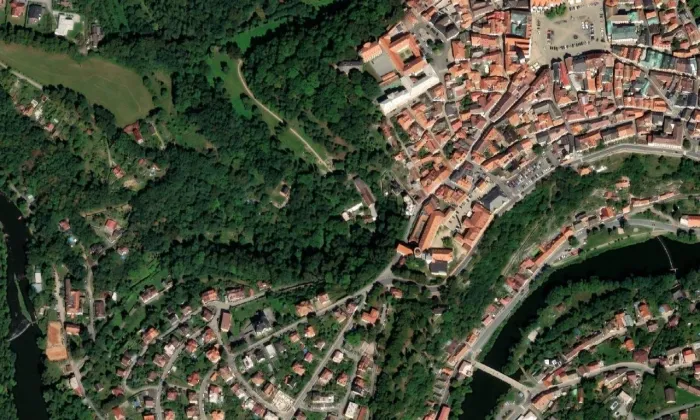 Bechyňská brána – letecký pohled