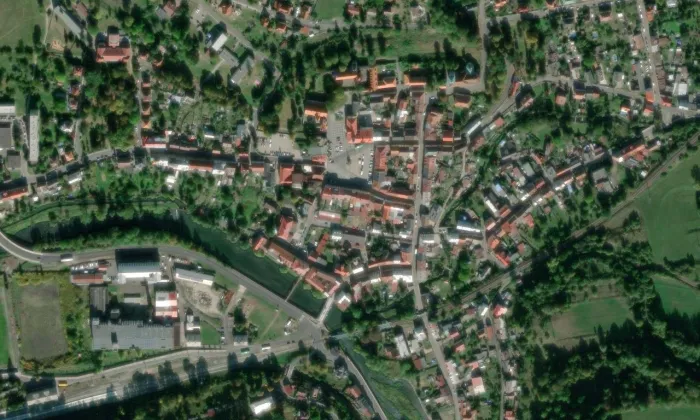 Benešov nad Ploučnicí – letecký pohled
