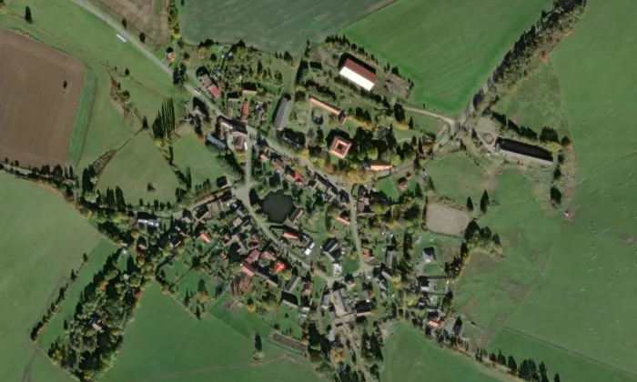 Bernartice – letecký pohled