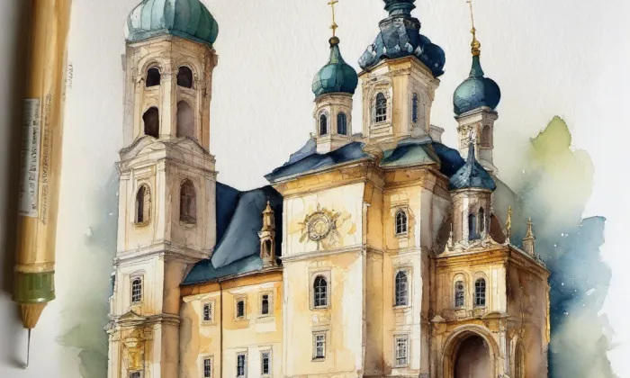 Beseda v Táboře – akvarel