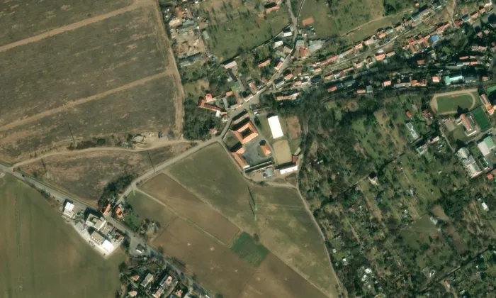 Brandejsův statek – letecký pohled