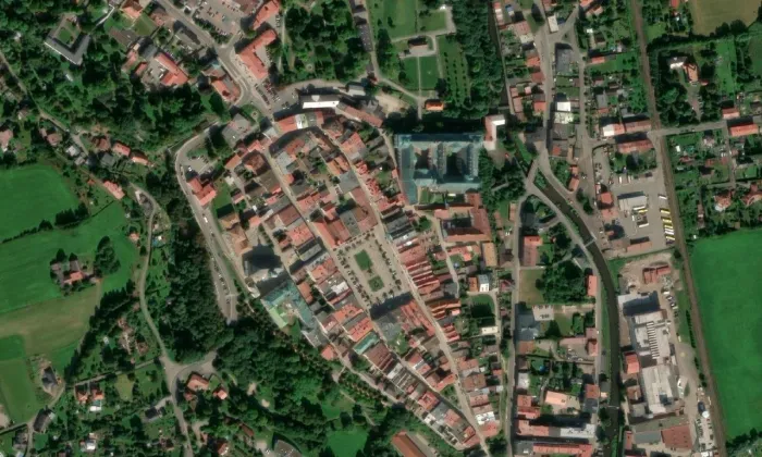 Broumovský klášter – letecký pohled