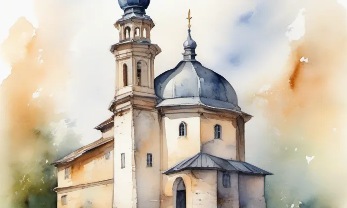 Bubenská nádražní vodárna – akvarel