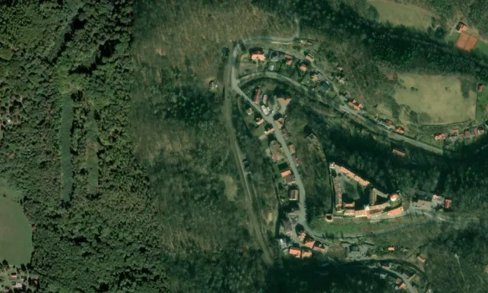 Budský mlýn – letecký pohled