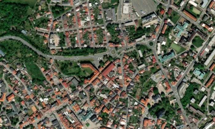 Církevní gymnázium sv. Voršily v Kutné Hoře – letecký pohled