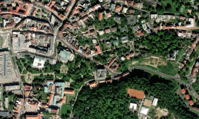 Císařské lázně v Teplicích – letecký pohled