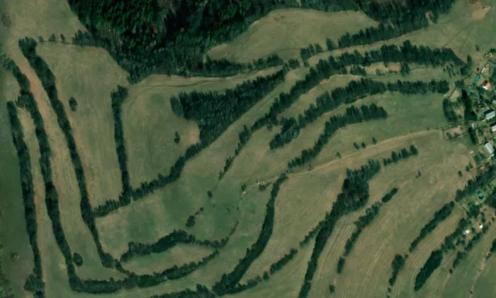 Cesta na Křížový vrch – letecký pohled