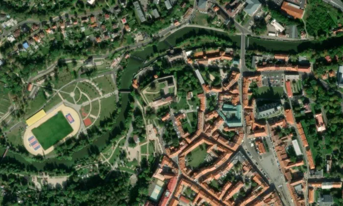 Chebský hrad – letecký pohled