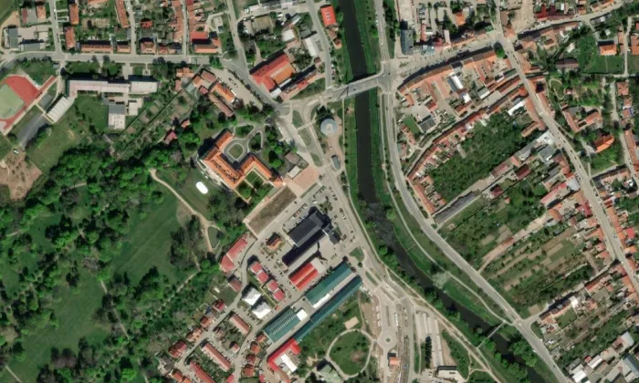 Cukrovar Židlochovice – letecký pohled