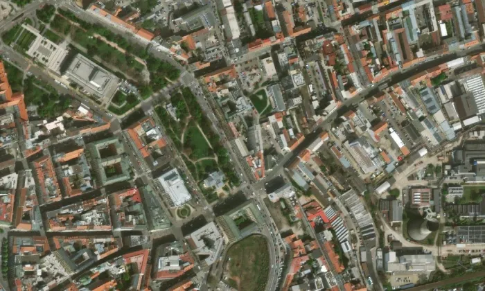 Dům umění města Brna – letecký pohled