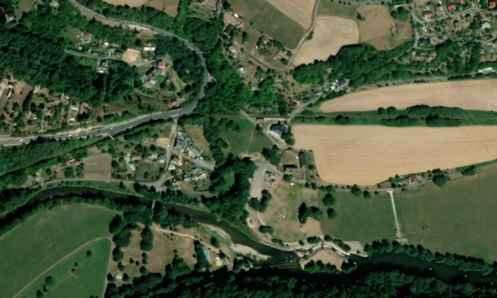 Dlaskův statek – letecký pohled