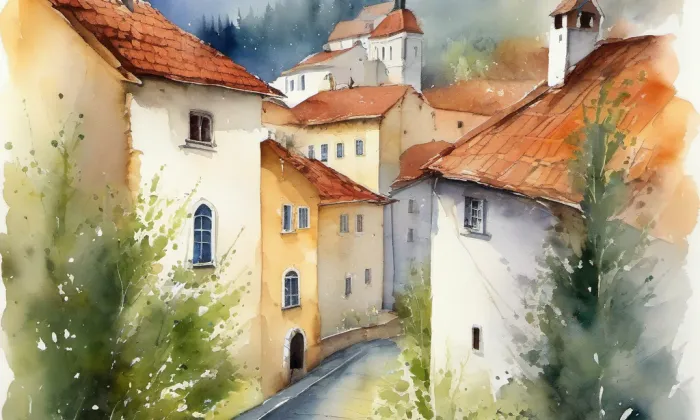 Dlouhá Loučka – akvarel