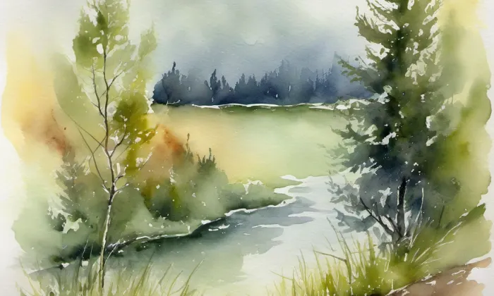 Dolní hřbitov – akvarel