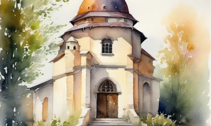 Dolní tvrz Kestřany – akvarel