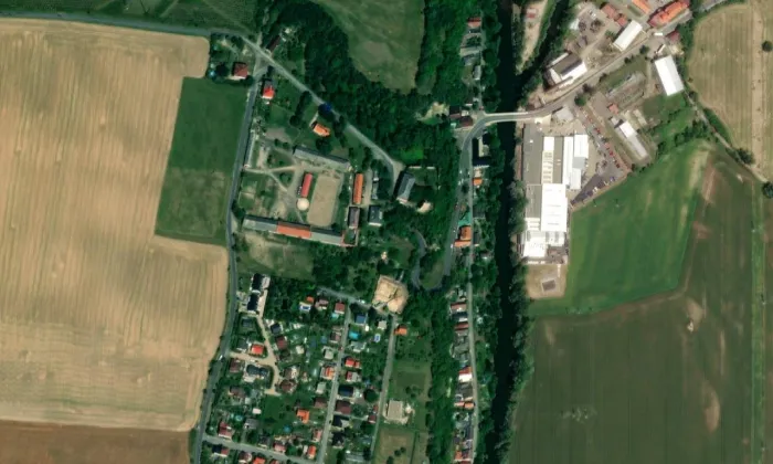 Dražice – letecký pohled