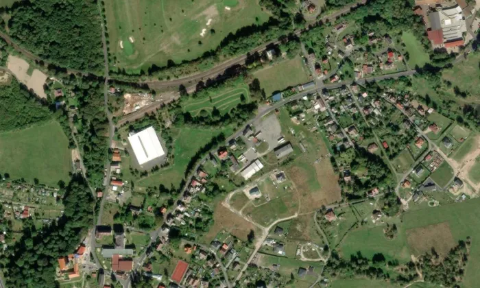 Evangelický kostel (Hazlov) – letecký pohled