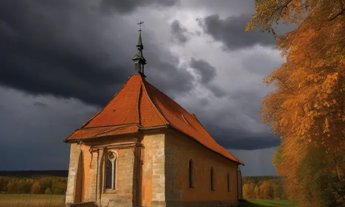 evangelický kostel v Libčicích nad Vltavou – autumn