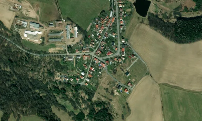 evangelický kostel v Lipové – letecký pohled
