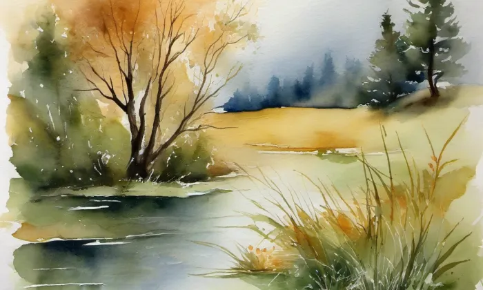 evangelický kostel ve Džbánově – akvarel
