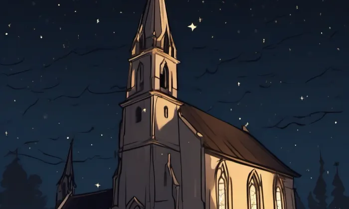 evangelický kostel ve Strmilově – noc