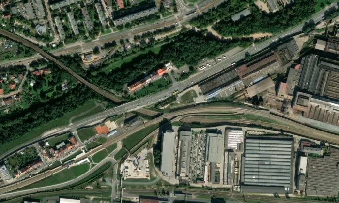 Faltusův most – letecký pohled