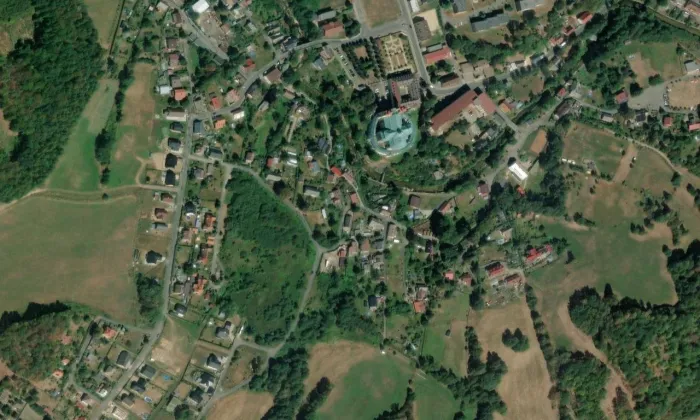 Františkánský klášter v Hejnicích – letecký pohled