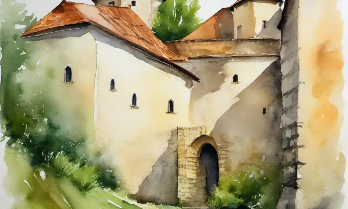 Hausberk (Křimov) – akvarel