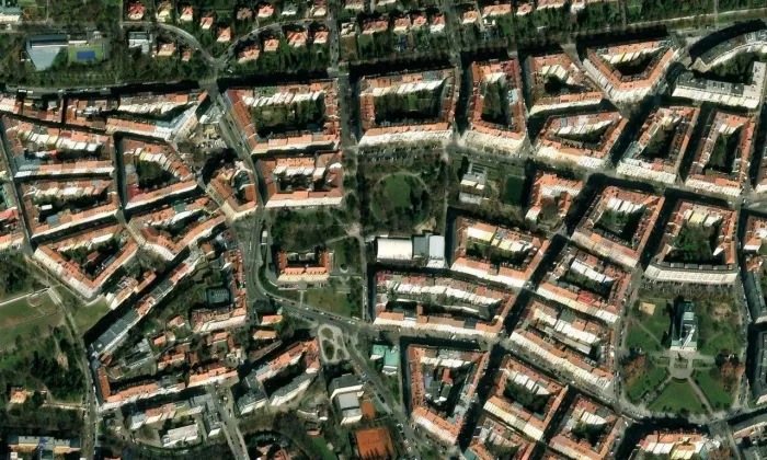 Heroldovy sady – letecký pohled