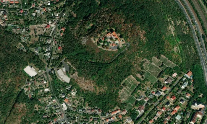 Hněvín – letecký pohled