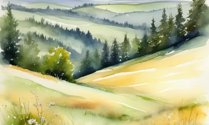 Hornický region Erzgebirge/Krušnohoří – akvarel