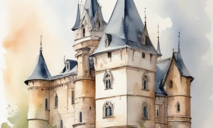 hrad Ledenice – akvarel