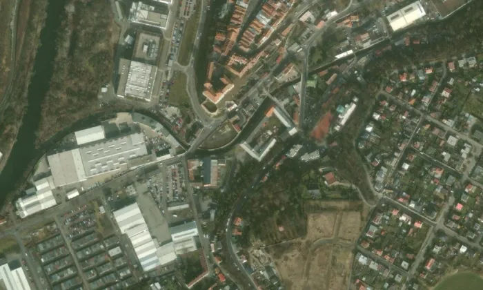 hrad Mladá Boleslav – letecký pohled