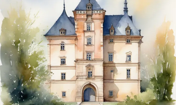 hrad Mladá Boleslav – akvarel